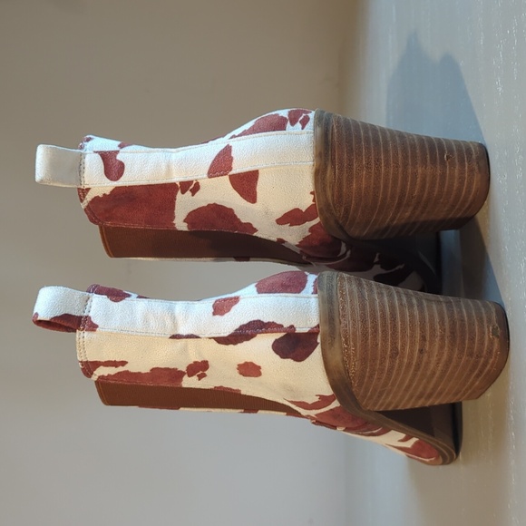 Barn Babe Cow Print Ankle Boots Brown White Block Heel size 10 - Picture 5 of 10